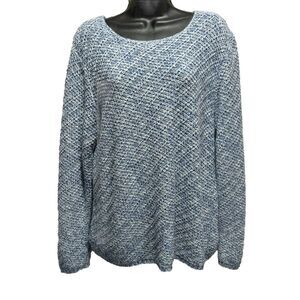 Fashion Bug Sweater Long‎ Sleeve Size XL Chunky Knit Blue/White Boat Neck